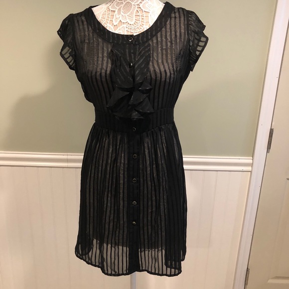 black sheer shirt dress